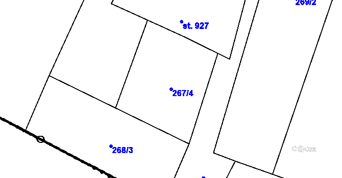 Parcela st. 267/4 v KÚ Ostravice 1, Katastrální mapa