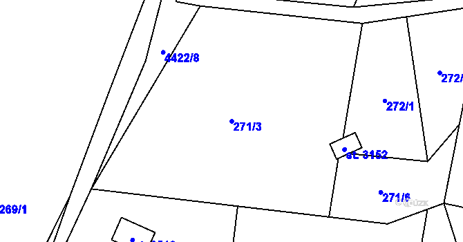 Parcela st. 271/3 v KÚ Ostravice 1, Katastrální mapa