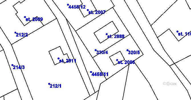 Parcela st. 320/4 v KÚ Ostravice 1, Katastrální mapa
