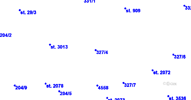Parcela st. 327/4 v KÚ Ostravice 1, Katastrální mapa