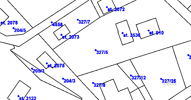 Parcela st. 327/5 v KÚ Ostravice 1, Katastrální mapa
