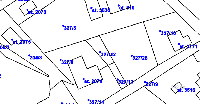 Parcela st. 327/12 v KÚ Ostravice 1, Katastrální mapa