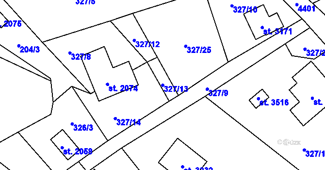 Parcela st. 327/13 v KÚ Ostravice 1, Katastrální mapa
