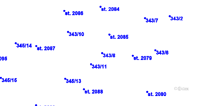 Parcela st. 343/8 v KÚ Ostravice 1, Katastrální mapa