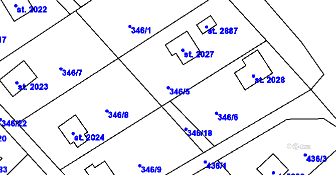 Parcela st. 346/5 v KÚ Ostravice 1, Katastrální mapa