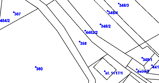 Parcela st. 358 v KÚ Ostravice 1, Katastrální mapa