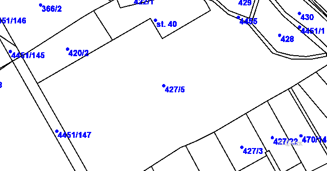Parcela st. 427/5 v KÚ Ostravice 1, Katastrální mapa