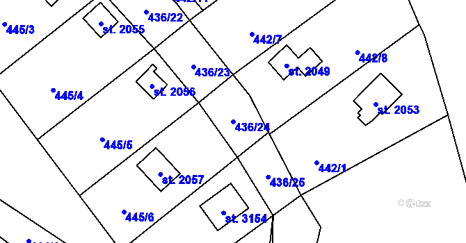 Parcela st. 436/24 v KÚ Ostravice 1, Katastrální mapa