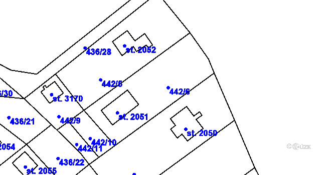 Parcela st. 442/6 v KÚ Ostravice 1, Katastrální mapa