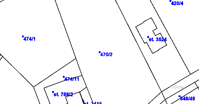 Parcela st. 470/2 v KÚ Ostravice 1, Katastrální mapa