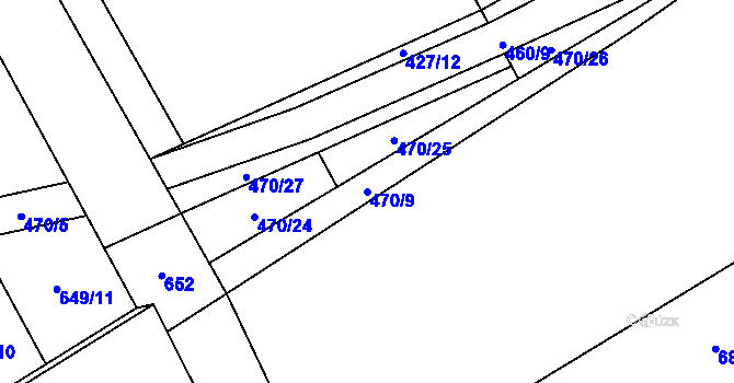 Parcela st. 470/9 v KÚ Ostravice 1, Katastrální mapa