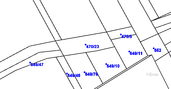 Parcela st. 470/23 v KÚ Ostravice 1, Katastrální mapa