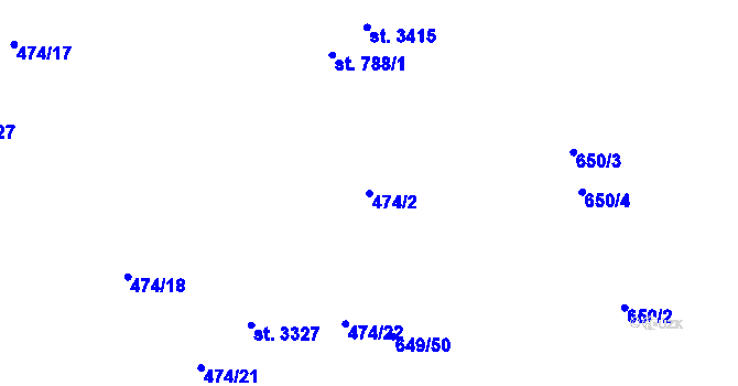 Parcela st. 474/2 v KÚ Ostravice 1, Katastrální mapa