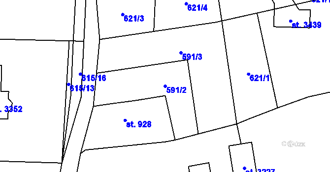Parcela st. 591/2 v KÚ Ostravice 1, Katastrální mapa