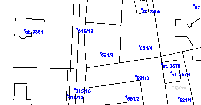 Parcela st. 621/3 v KÚ Ostravice 1, Katastrální mapa