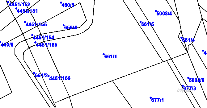 Parcela st. 661/1 v KÚ Ostravice 1, Katastrální mapa