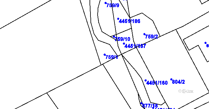 Parcela st. 759/1 v KÚ Ostravice 1, Katastrální mapa