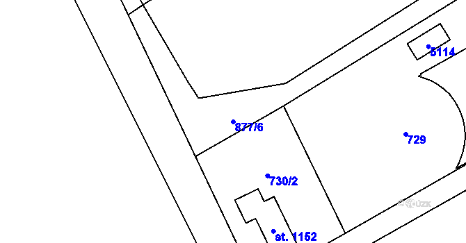 Parcela st. 877/6 v KÚ Ostravice 1, Katastrální mapa