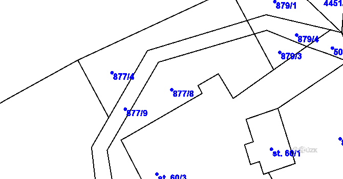 Parcela st. 877/8 v KÚ Ostravice 1, Katastrální mapa