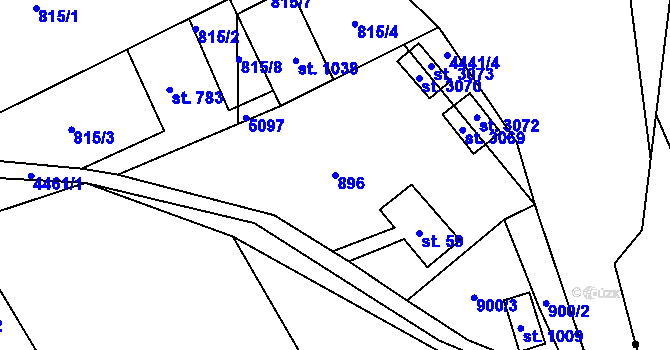 Parcela st. 896 v KÚ Ostravice 1, Katastrální mapa