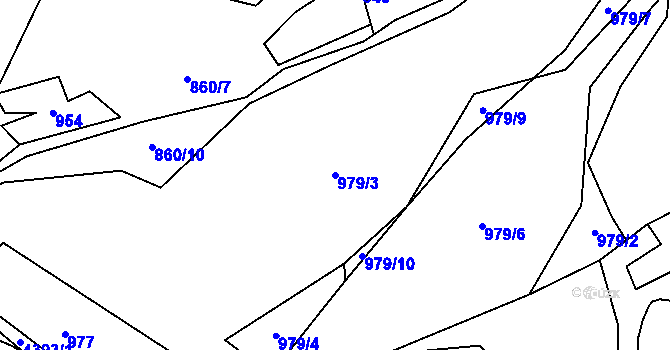 Parcela st. 979/3 v KÚ Ostravice 1, Katastrální mapa
