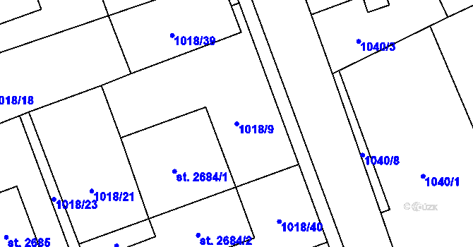 Parcela st. 1018/9 v KÚ Ostravice 1, Katastrální mapa