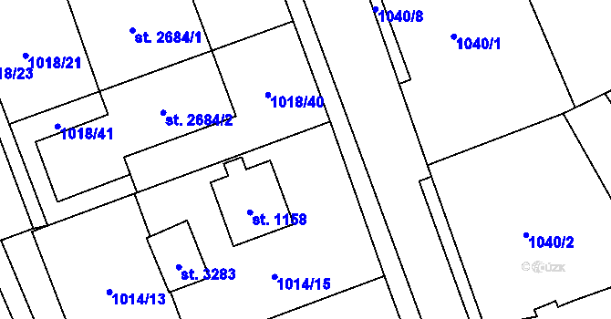 Parcela st. 1018/22 v KÚ Ostravice 1, Katastrální mapa