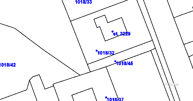 Parcela st. 1018/32 v KÚ Ostravice 1, Katastrální mapa