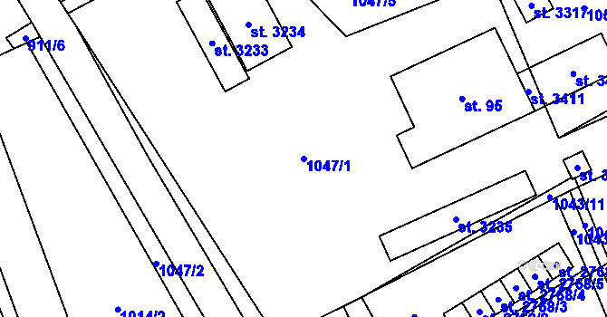Parcela st. 1047/1 v KÚ Ostravice 1, Katastrální mapa