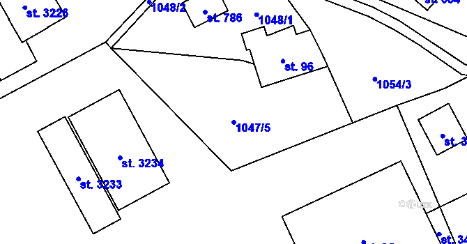 Parcela st. 1047/5 v KÚ Ostravice 1, Katastrální mapa