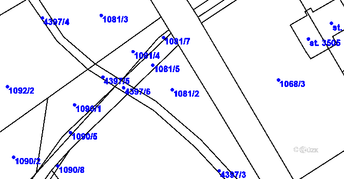 Parcela st. 1081/2 v KÚ Ostravice 1, Katastrální mapa