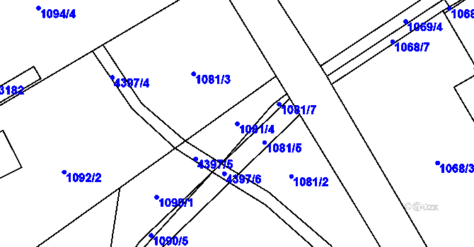 Parcela st. 1081/4 v KÚ Ostravice 1, Katastrální mapa