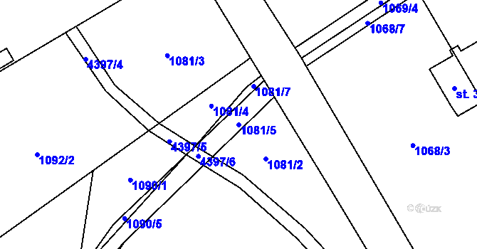 Parcela st. 1081/5 v KÚ Ostravice 1, Katastrální mapa