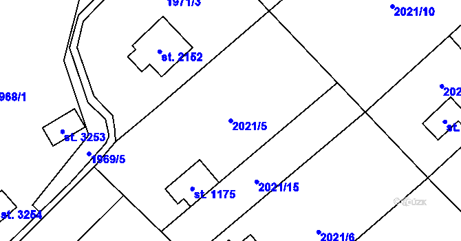 Parcela st. 2021/5 v KÚ Ostravice 1, Katastrální mapa