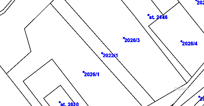 Parcela st. 2022/1 v KÚ Ostravice 1, Katastrální mapa