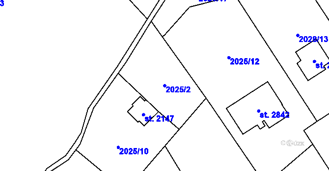 Parcela st. 2025/2 v KÚ Ostravice 1, Katastrální mapa