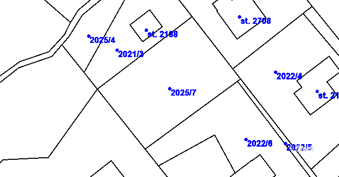 Parcela st. 2025/7 v KÚ Ostravice 1, Katastrální mapa