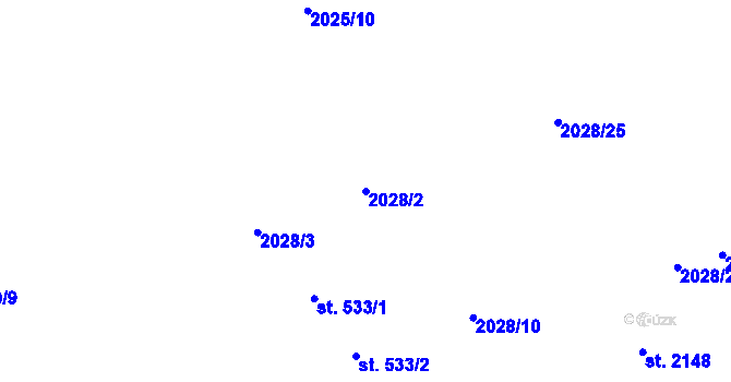 Parcela st. 2028/2 v KÚ Ostravice 1, Katastrální mapa