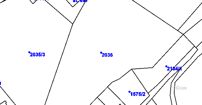 Parcela st. 2036 v KÚ Ostravice 1, Katastrální mapa
