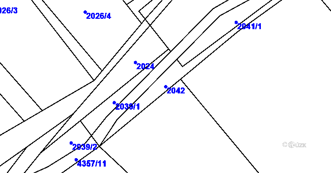 Parcela st. 2042 v KÚ Ostravice 1, Katastrální mapa