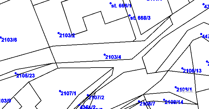 Parcela st. 2103/4 v KÚ Ostravice 1, Katastrální mapa
