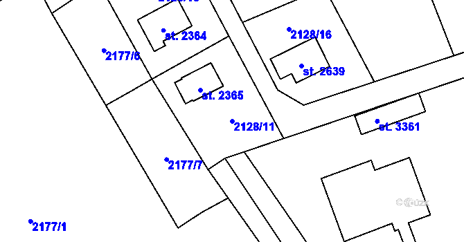 Parcela st. 2128/11 v KÚ Ostravice 1, Katastrální mapa