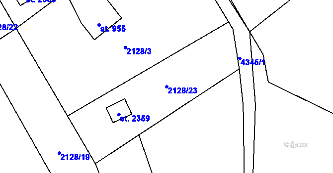 Parcela st. 2128/23 v KÚ Ostravice 1, Katastrální mapa