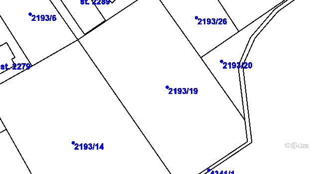 Parcela st. 2193/19 v KÚ Ostravice 1, Katastrální mapa