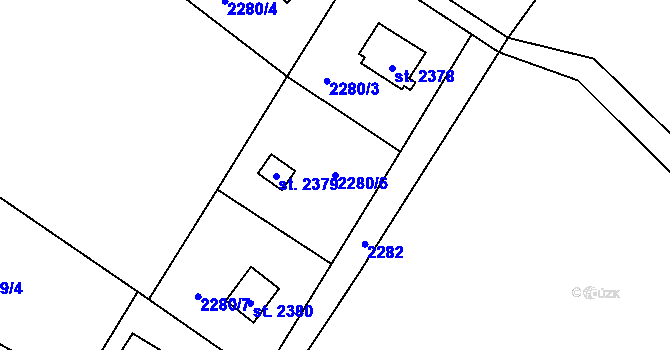 Parcela st. 2280/6 v KÚ Ostravice 1, Katastrální mapa