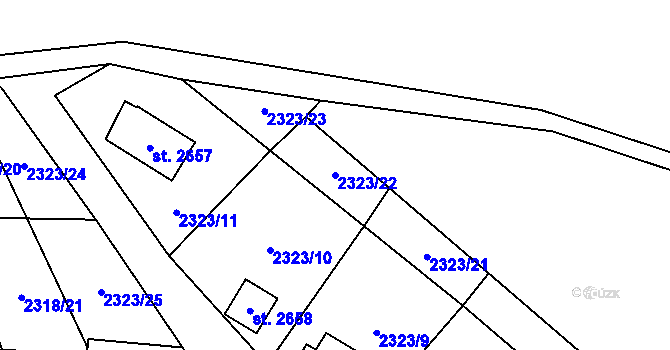 Parcela st. 2323/22 v KÚ Ostravice 1, Katastrální mapa