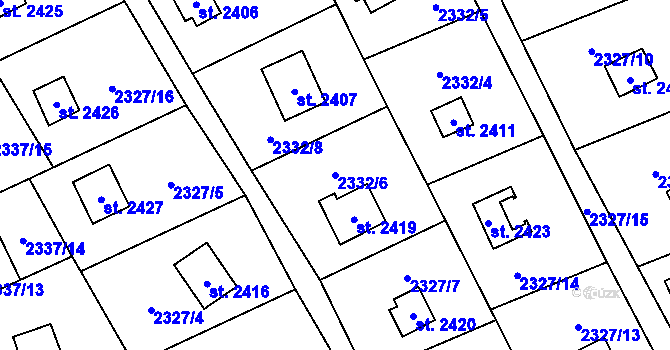 Parcela st. 2332/6 v KÚ Ostravice 1, Katastrální mapa