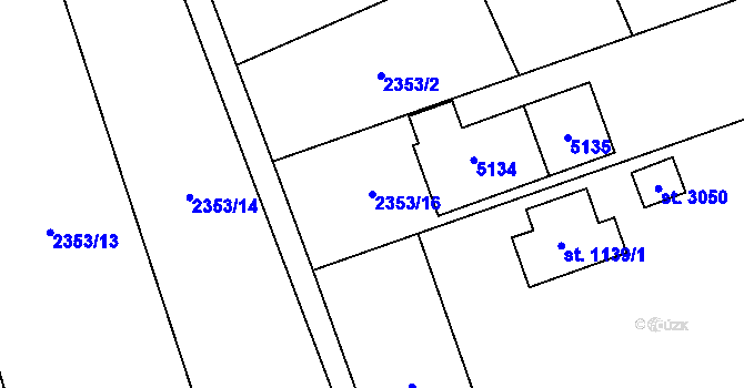 Parcela st. 2353/16 v KÚ Ostravice 1, Katastrální mapa