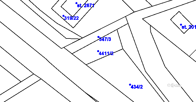 Parcela st. 4411/2 v KÚ Ostravice 1, Katastrální mapa