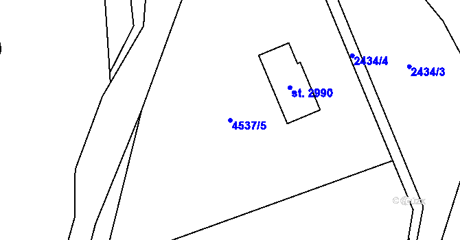 Parcela st. 4537/5 v KÚ Ostravice 1, Katastrální mapa